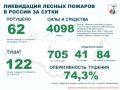 За прошедшие сутки в России потушено 62 лесных пожара в 16 регионах