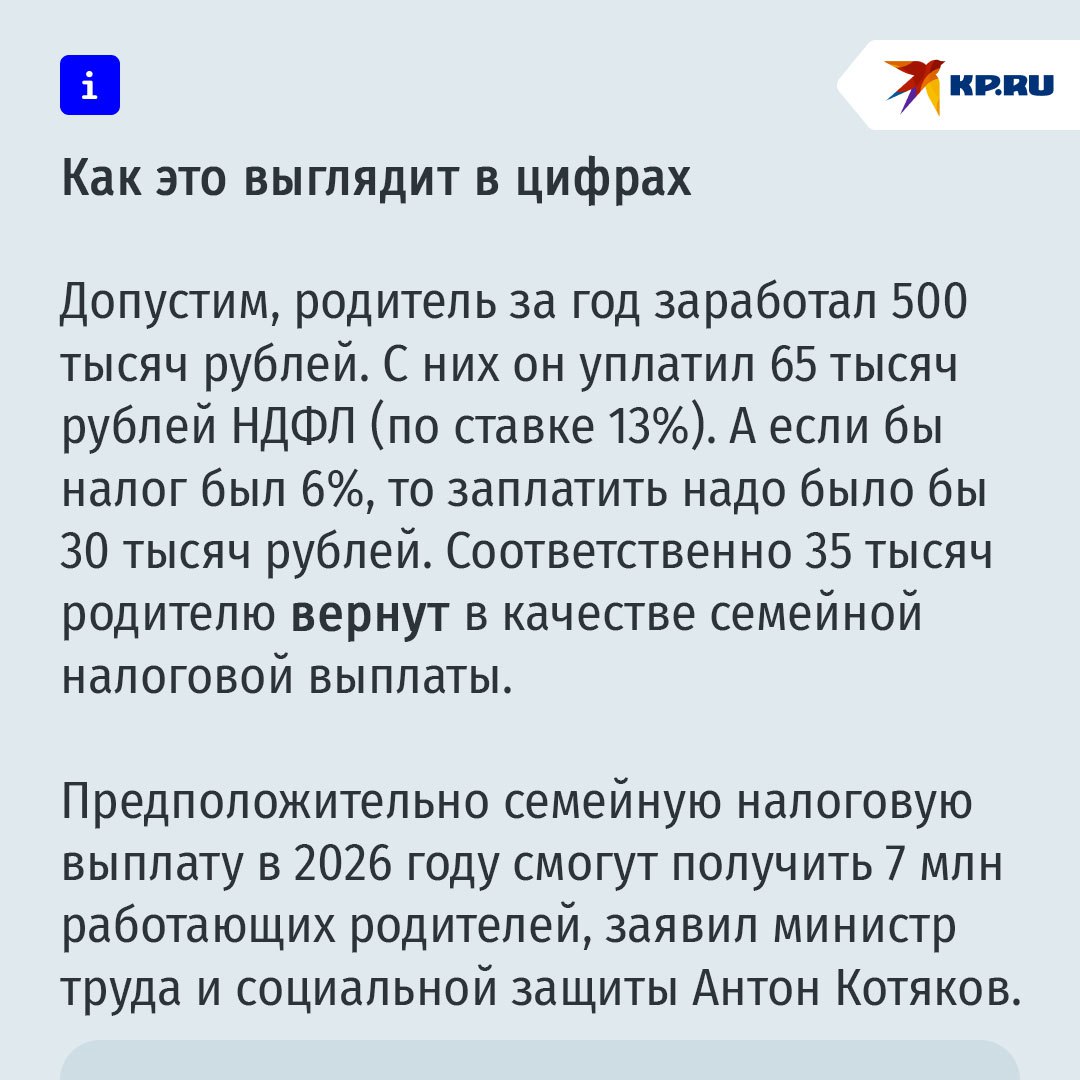 С 2026 года в России начнет работать семейный "налоговый кешбэк": Что это и как получить