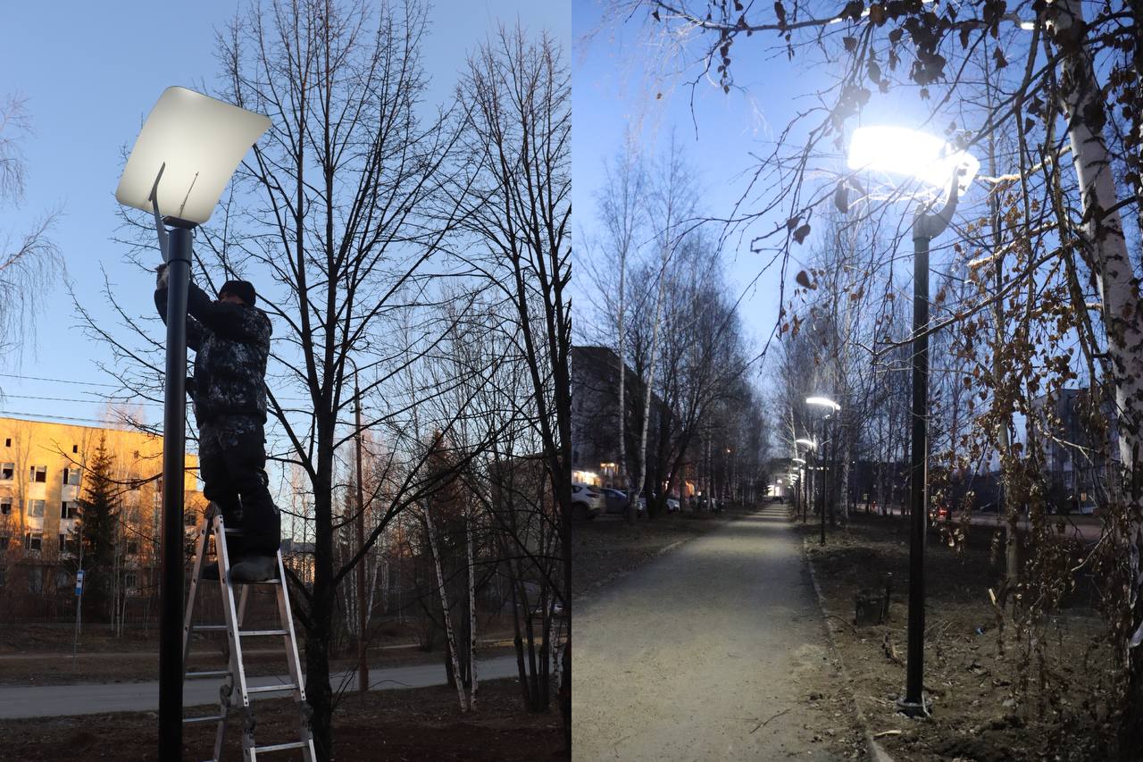В Верхней Салде на улице Воронова в тестовом режиме зажглись новые светильники