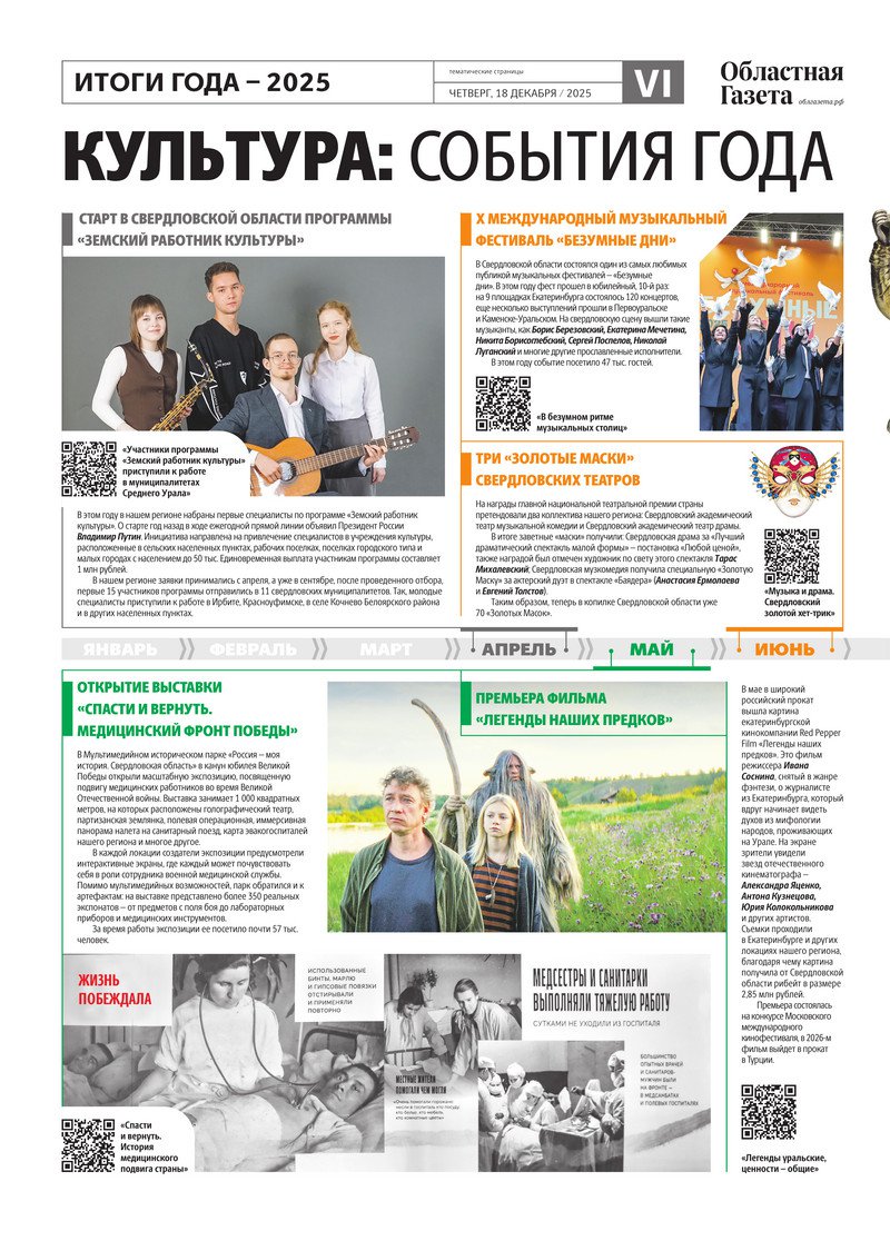В Свердловской области в 2025 году произошло множество ярких культурных событий