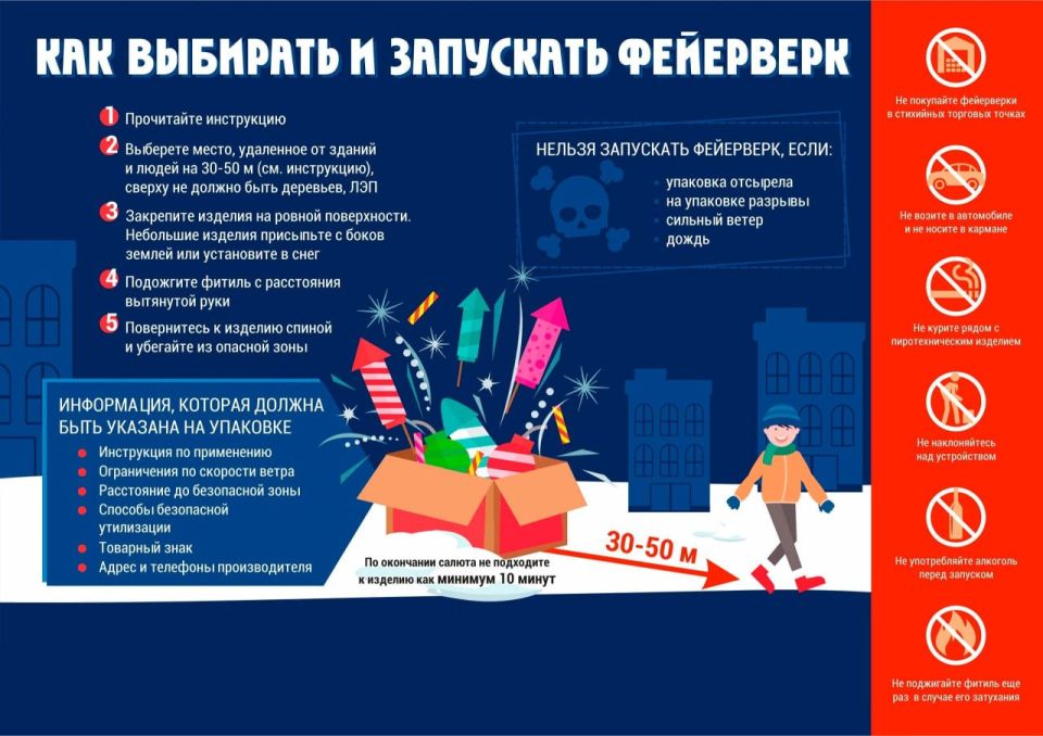 Чтобы праздник прошёл безопасно, перед запуском фейерверка обязательно прочтите инструкцию
